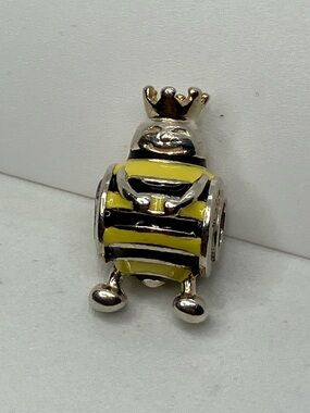 Halia 925 Sterling Silver & Black w Yellow Enamel Queen Bee Charm